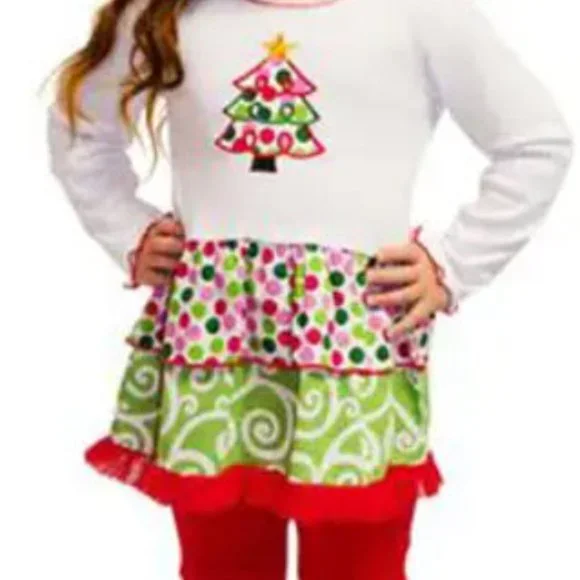 Swirl Christmas Tree Rumba Tunic & Ruffle Pants Set - Picture 4 of 10